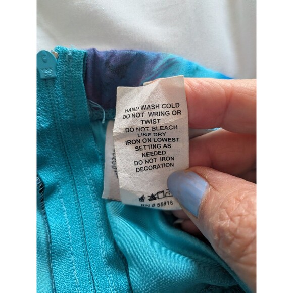 Deb Vtg 90s Y2K Dress Womens 24 Strapless Embellished High-lo Blue Peacock Maxi - Picture 10 of 16